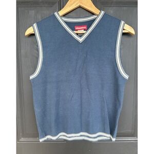 Vintage Unionbay Sweater Vest Large Women‎ Blue Y2K Sleeveless Preppy Academy